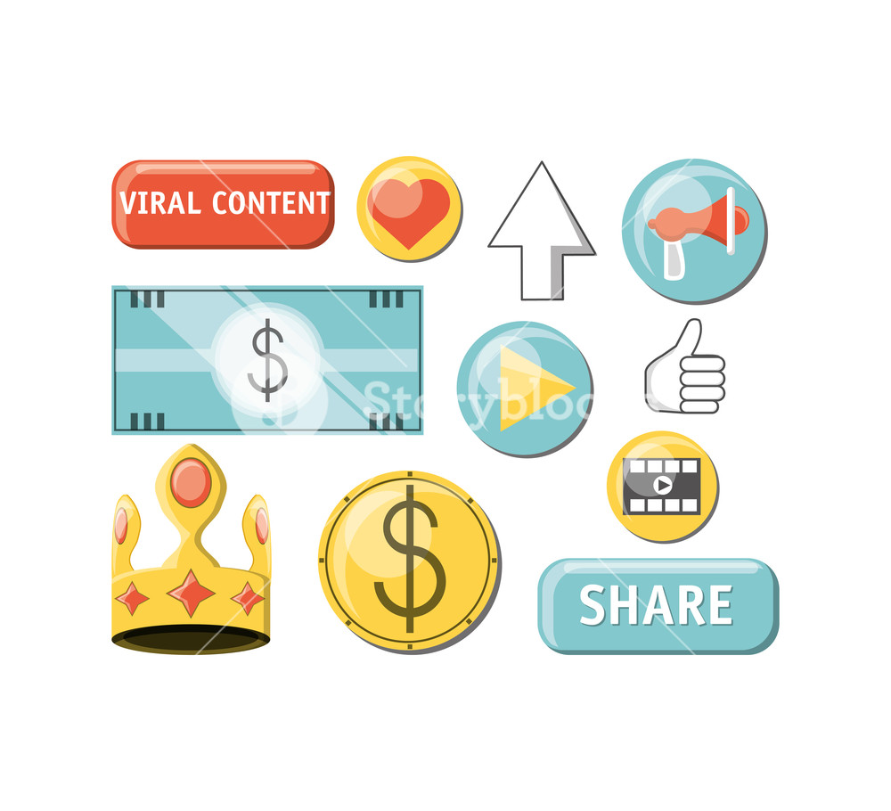 1000x910 Viral Content Related Icons Over White Background Colorful Design