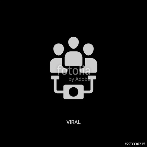 500x500 White Viral Vector Icon On Black Background Modern Flat Viral