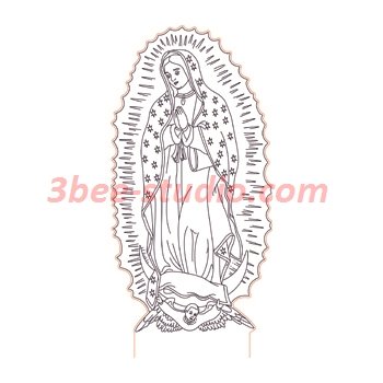 350x350 Virgen De Guadalupe Illusion Lamp Plan Vector For Cnc