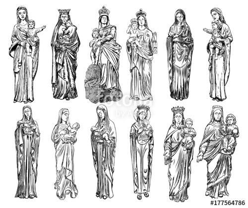 Set Of Virgin Mary Or Saint Mary Or Mother Of God With Baby Jesus 500x420 Set Of Virgin Mary Or Saint Mary Or Mother Of God With Baby Jesus
