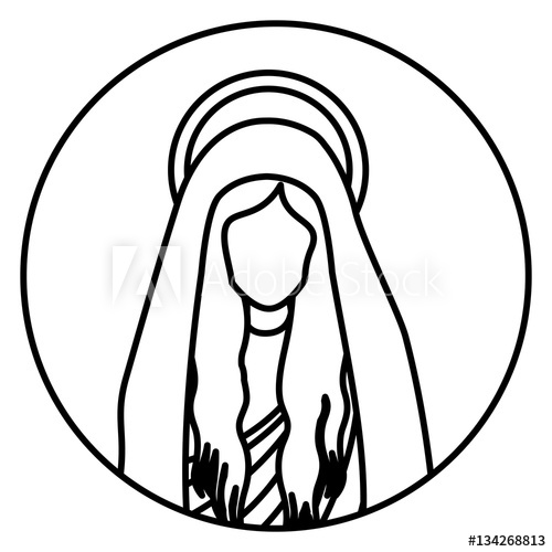 Circular Shape With Silhouette Half Body Saint Virgin Mary Vector 500x500 Circular Shape With Silhouette Half Body Saint Virgin Mary Vector