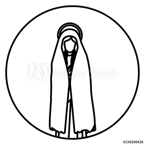 Circular Shape With Silhouette Of Saint Virgin Mary Vector 500x500 Circular Shape With Silhouette Of Saint Virgin Mary Vector