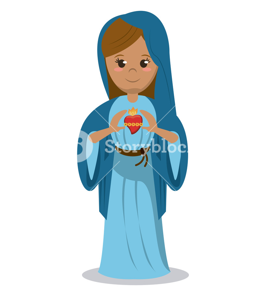 Virgin Mary Sacred Heart Devotional Image Vector Illustration 899x1000 Virgin Mary Sacred Heart Devotional Image Vector Illustration