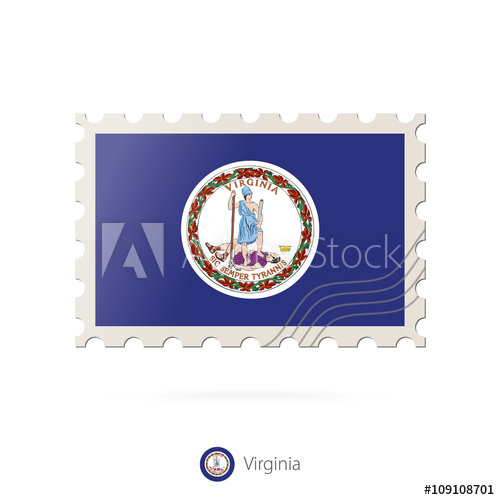 500x500 Postage Stamp With The Image Of Virginia State Flag