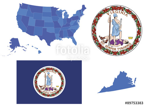 500x365 Vector Illustration Of Virginia State, Contains High Detailed Map