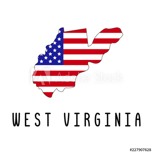 500x500 Vector Map Of West Virginia Painted In The Colors American Flag