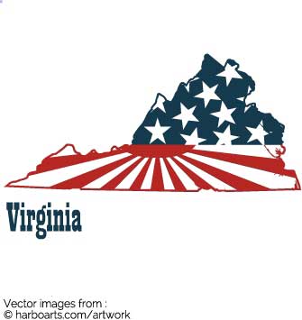 335x355 Download Virginia State Map Bumper Sticker Flag