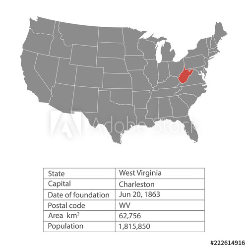 States Of America Territory On White Background West Virginia 500x500 States Of America Territory On White Background West Virginia
