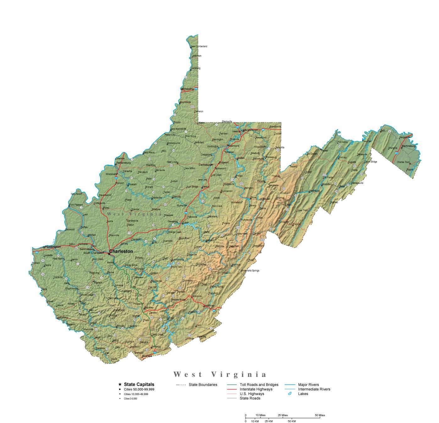 West Virginia Illustrator Vector Map With Cities, Roads 1397x1346 West Virginia Illustrator Vector Map With Cities, Roads