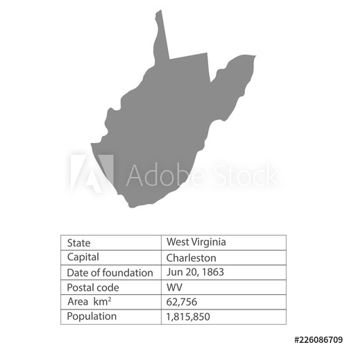 West Virginia States Of America Territory On White Background 500x500 West Virginia States Of America Territory On White Background