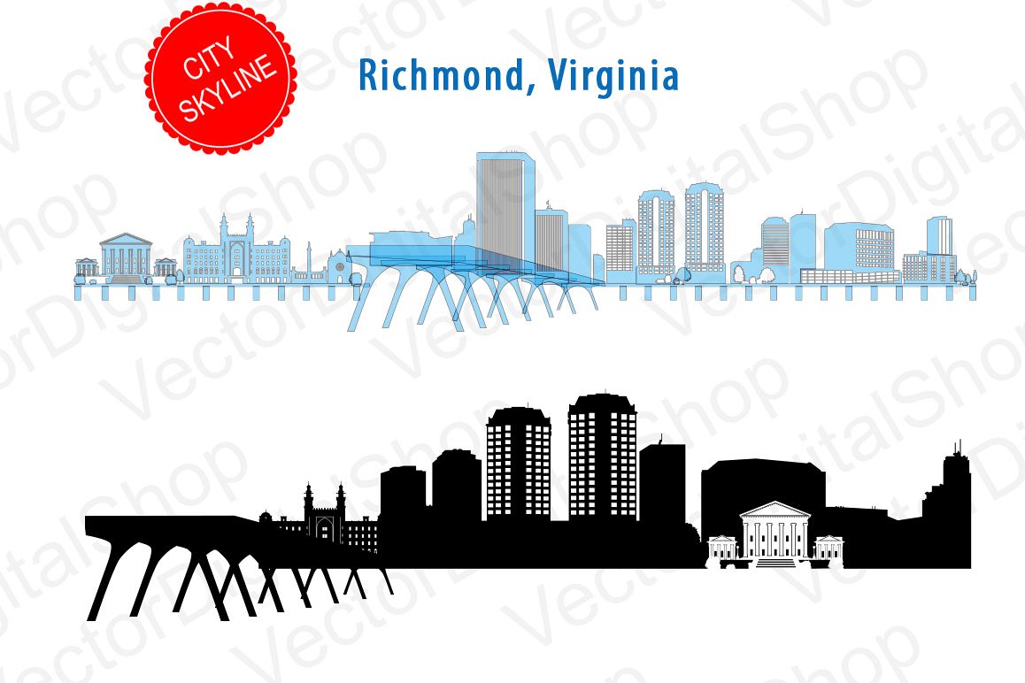 1158x772 Richmond City Vector, Virginia Vector Skyline