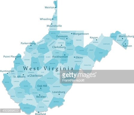 447x383 West Virginia Vector Map Isolated Premium Clipart