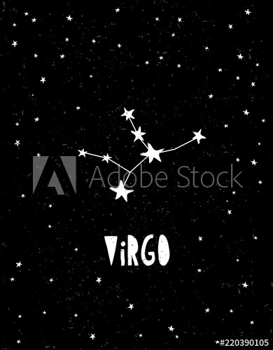390x500 Virgo Symbol Hand Drawn Zodiac Vector Illustration Starry