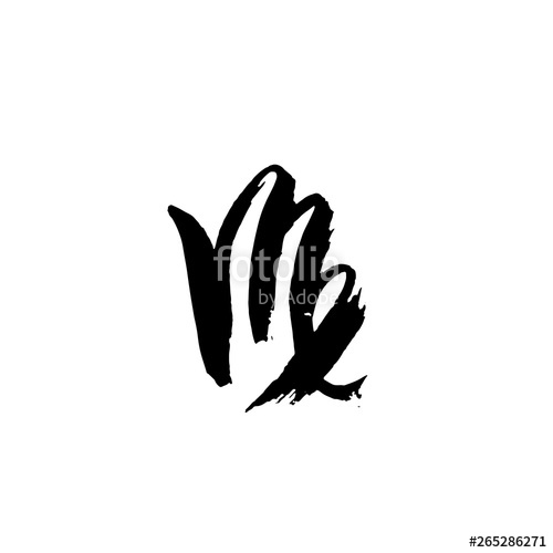 500x500 Zodiac Sign Virgo Vector Dry Brush Illustration Isolated On White
