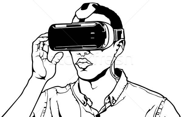 600x385 Man Wearing Virtual Reality Headset Vector Illustration Roman