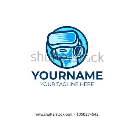 450x395 Man In Virtual Reality Goggles Logo Template Human In Virtual