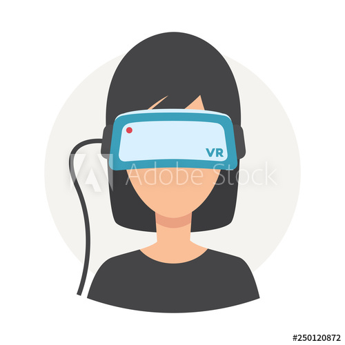 500x500 A Woman With Isometric Virtual Reality Headset Vector Flat Design
