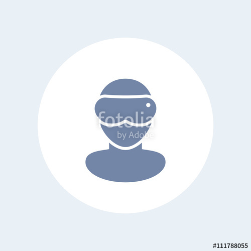 500x500 Virtual Reality Headset Vector Pictogram, Man In Virtual Reality