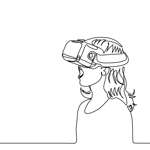 640x640 One Line Continuous Drawing Girl In Glasses Device Virtual Reality