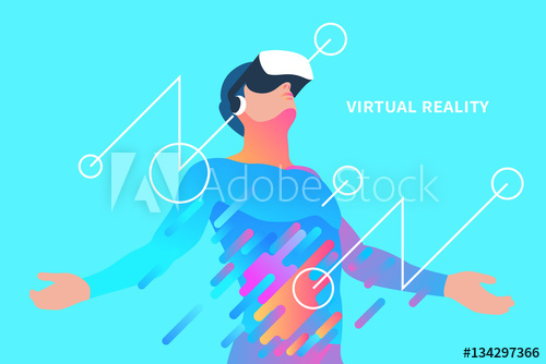 500x334 Enthusiastic Man In Virtual Reality Vector Illustration