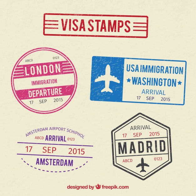 626x626 Collection Of Visa Stamps Vector Free Download