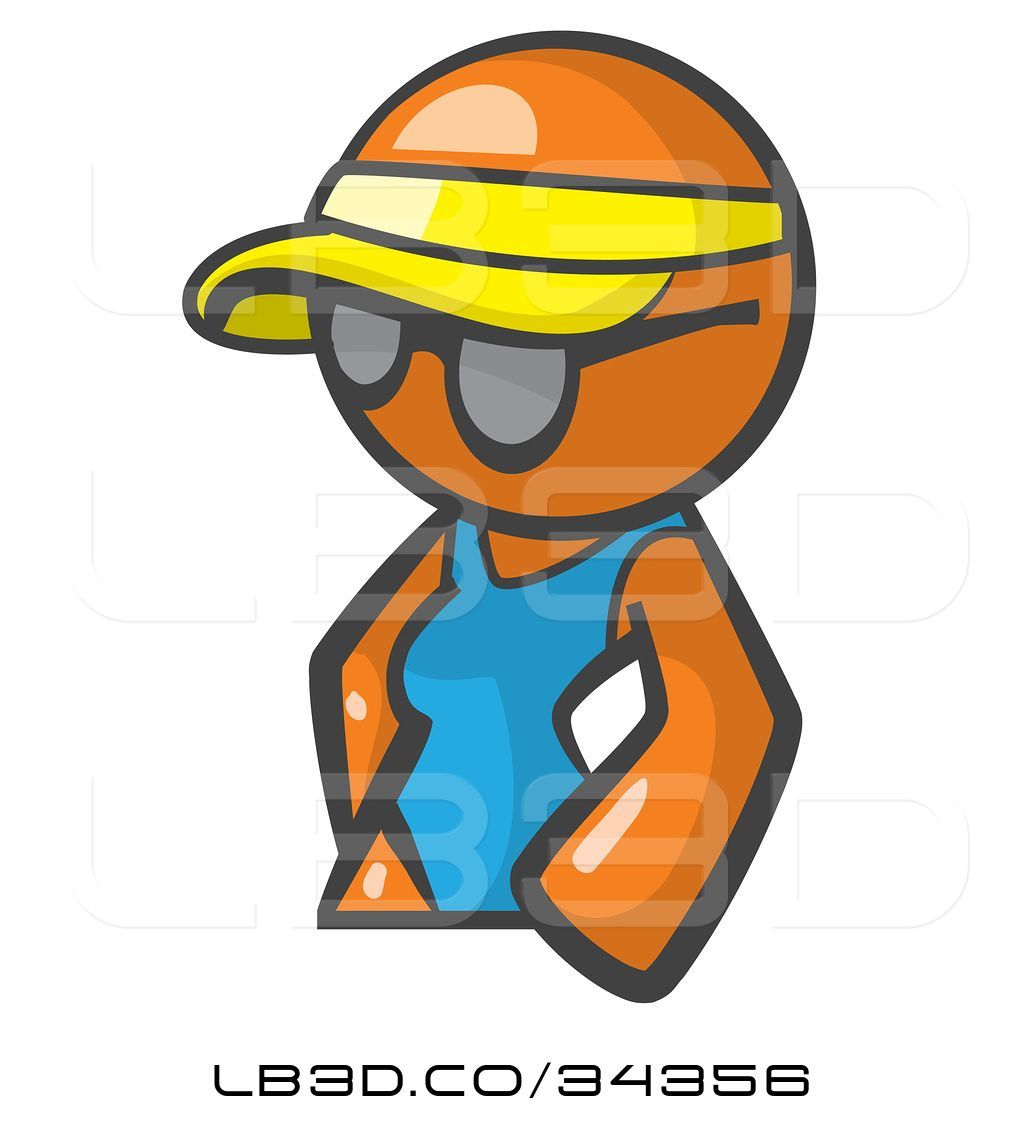1024x1124 Vector Illustration Of Orange Lady Avatar Wearing A Visor