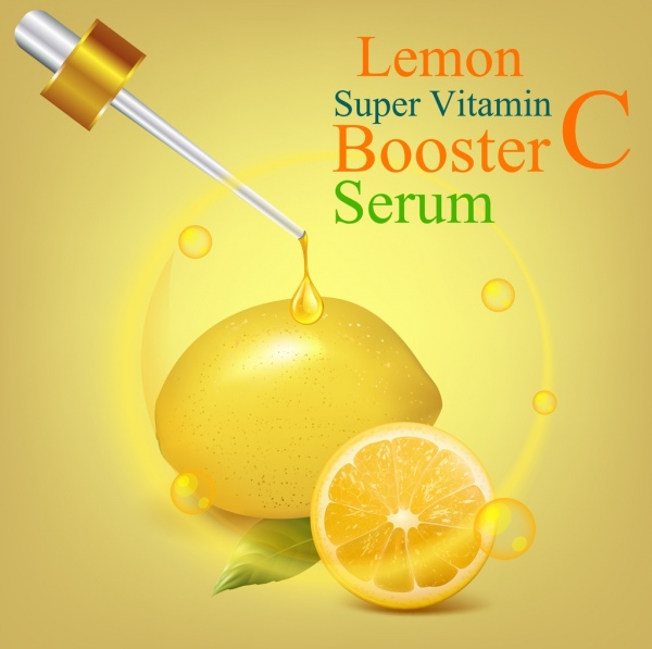 600x597 Vitamin C Advertisement Lemon Icon Shiny Golden Decor Free Vector