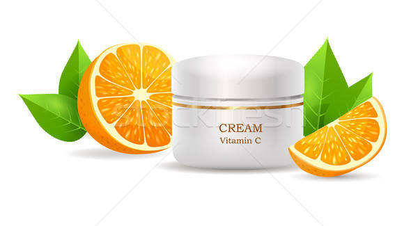 600x325 Cream With Vitamin C In Glossy Tube Vector Vector Illustration