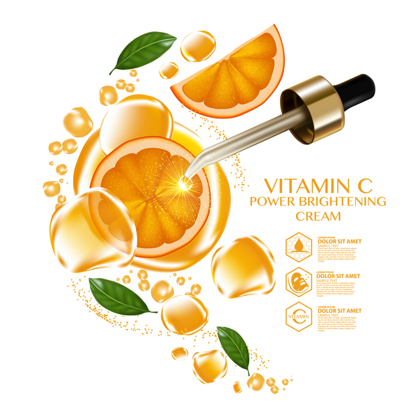 600x600 Orange Vitamin Power Brightening Cream Adv Poster Vector Free