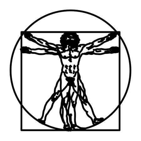 450x450 Stylized Sketch Of The Vitruvian Man Or Leonardo's Man Homo