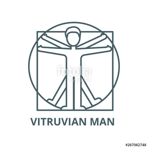 500x500 Vitruvian Man Vector Line Icon, Outline Concept, Linear Sign