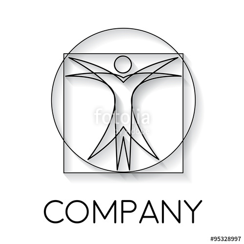 Vector Sign Abstract Vitruvian Man, In Linear Style Stock Image 500x500 Vector Sign Abstract Vitruvian Man, In Linear Style Stock Image