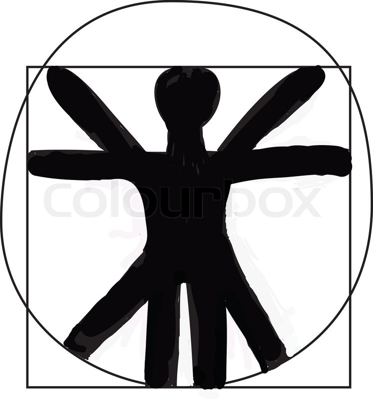 Cool Design Vitruvian Man Silhouette Stick Figure Stock Vector 747x800 Cool Design Vitruvian Man Silhouette Stick Figure Stock Vector