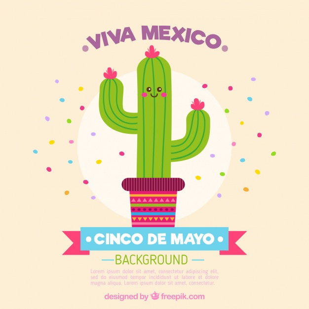 626x626 Nice Cactus Background With Text Viva Mexico Vector Free Download