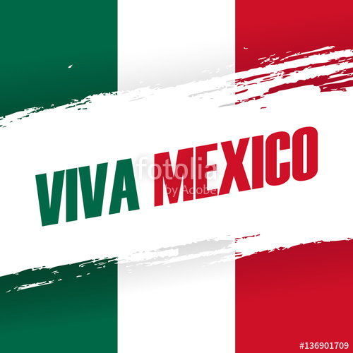 500x500 Viva Mexico Holiday Banner With Brush Stroke Vector Illustration