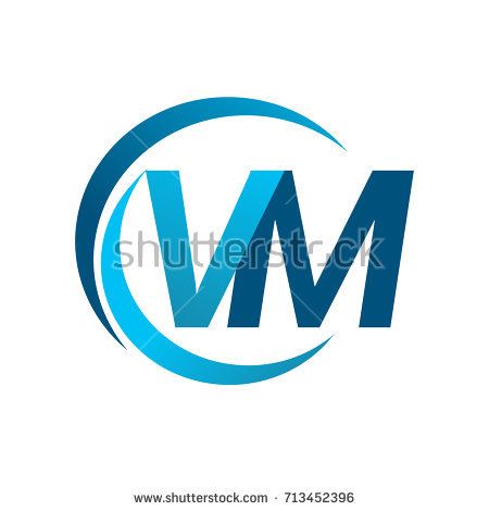 450x470 Initial Letter Vm Logotype Company Name Blue Circle And Swoosh