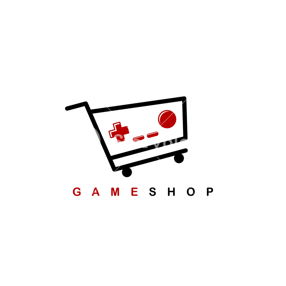 1000x1000 Video Game Shop Theme Logo Template Vector Royalty Free Stock