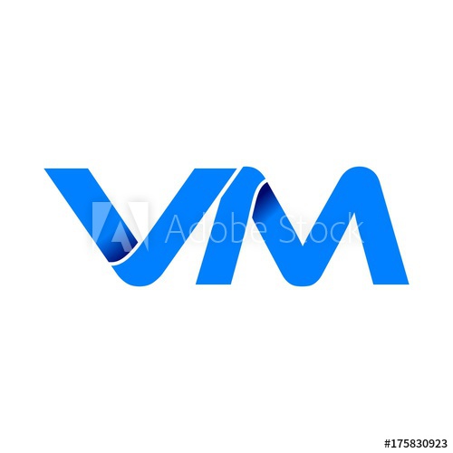 500x500 Vm Logo Initial Logo Vector Modern Blue Fold Style