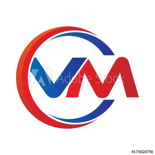 500x500 Vm Logo Vector Modern Initial Swoosh Circle Blue And Red