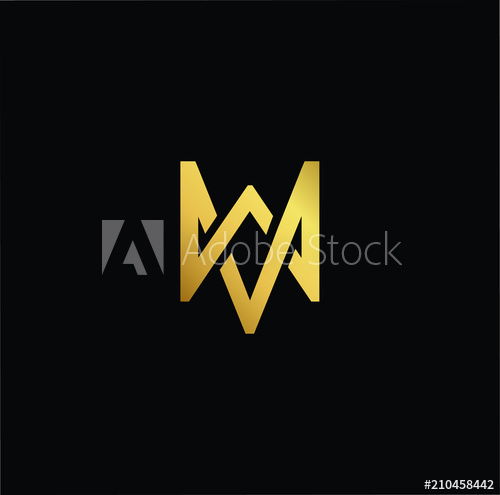 500x495 Initial Gold Letter Mv Vm Logo Design With Black Background Vector