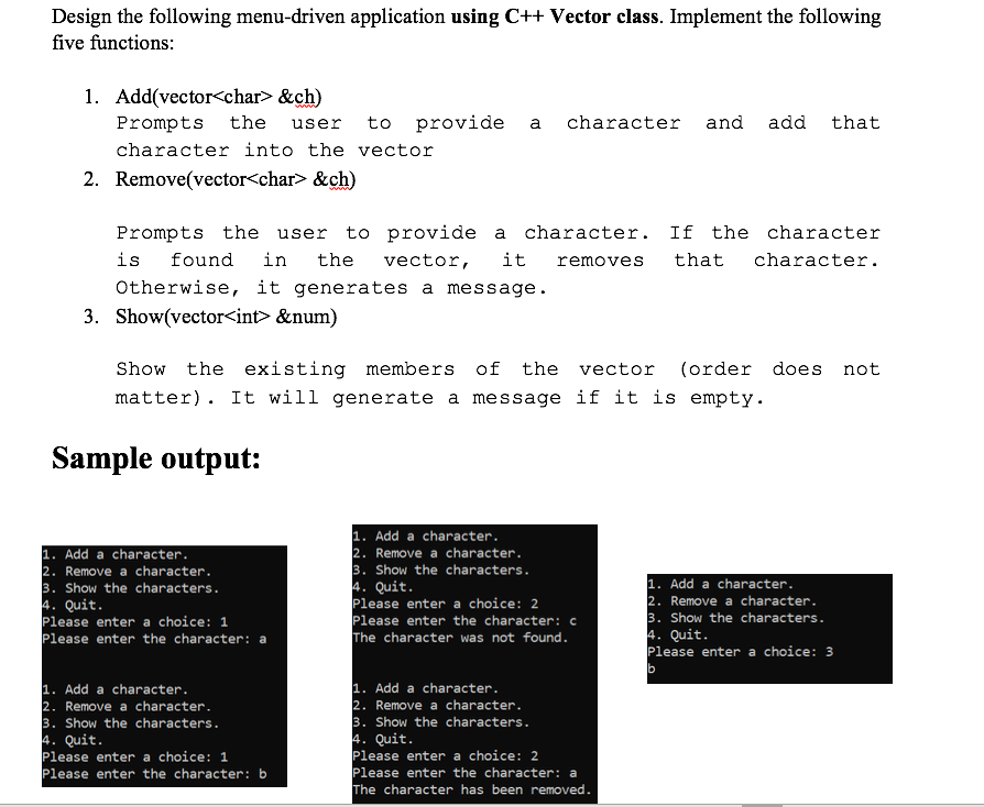 894x734 Solved Using C Vector Class