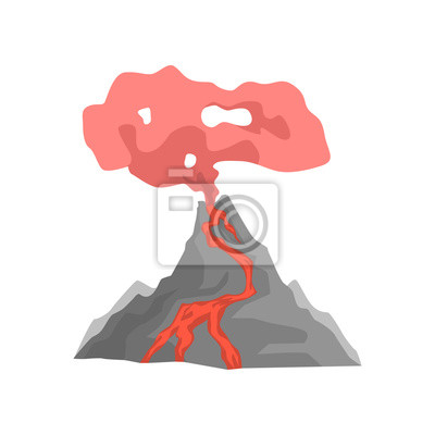 400x400 De Volcan Avec Lave Chaude Et Nuage Vector