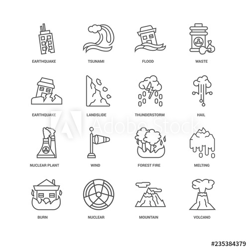 500x500 Simple Set Of Vector Line Icon Contains Such Icons As Volcan