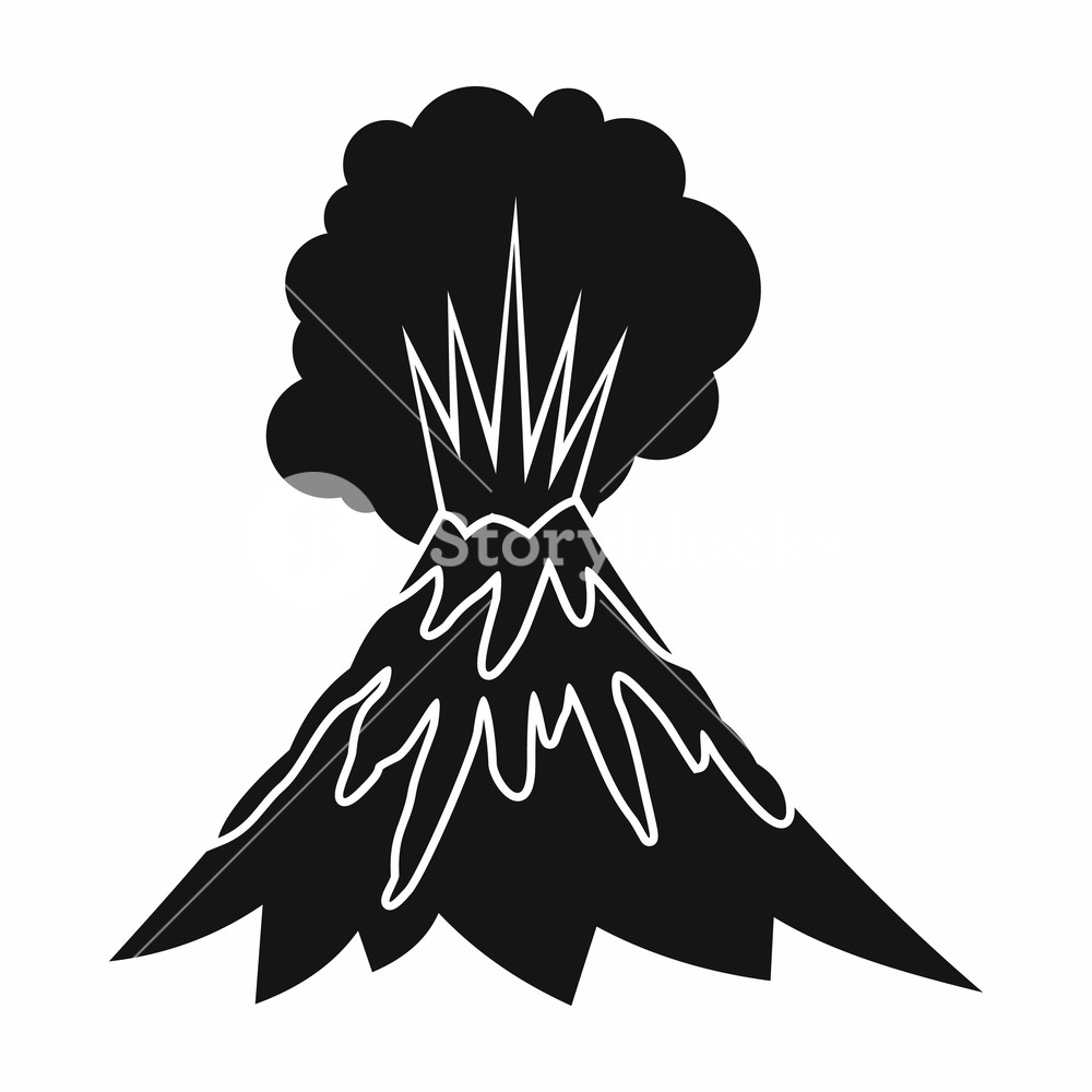 1000x1000 Volcano Erupting Icon In Simple Style Isolated Vector Illustration