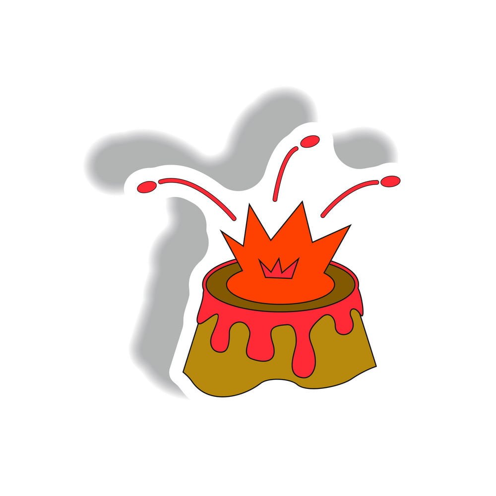 1000x1000 Volcano Mountain Top Exploding Volcano Sticker Vector