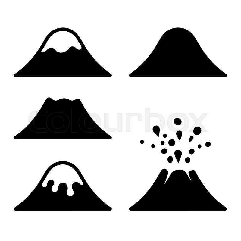 800x800 Volcano Icons Set On White Background Stock Vector Colourbox
