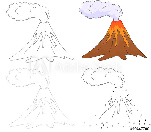 500x436 Cartoon Erupting Volcano Vector Illustration Dot To Dot Game F