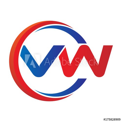 500x500 Vw Logo Vector Modern Initial Swoosh Circle Blue And Red
