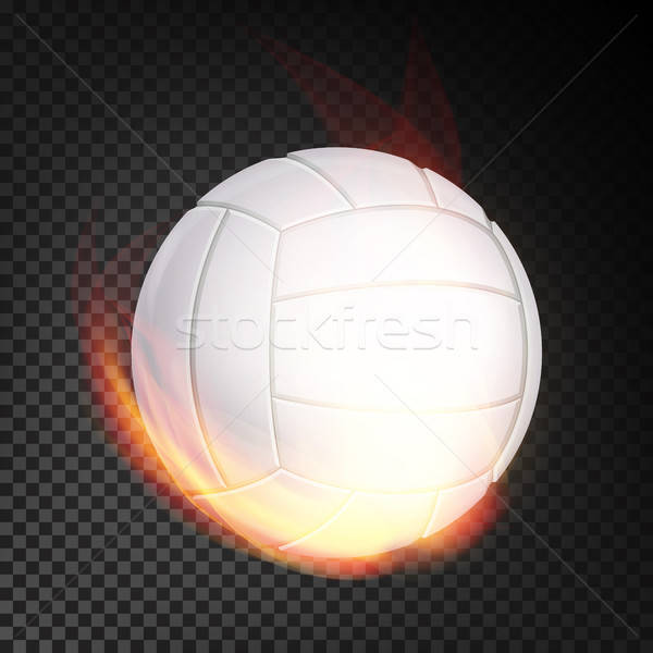 600x600 Volleyball Ball In Fire Vector Realistic Burning Volley Ball