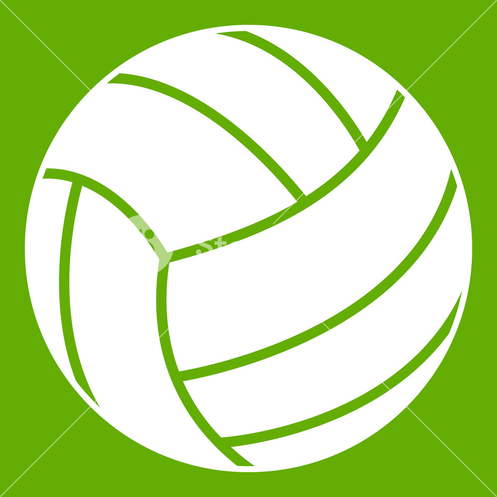 1000x1000 Black Volleyball Ball Icon White Isolated On Green Background